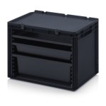 ESD zásuvkový kontejner Kompletní systém 2 x Kontejner vybaven: 2 x SB.H, 2 x W24-t, 2 x W84-t, 2 x W172-t, 1 x SB.RO ESD Provedení