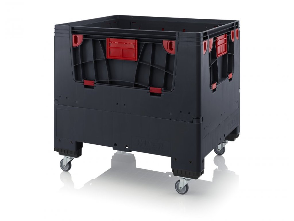 Skládací ESD big boxy se 4 dvířky 120 x 80 x 100 cm 3 ližiny