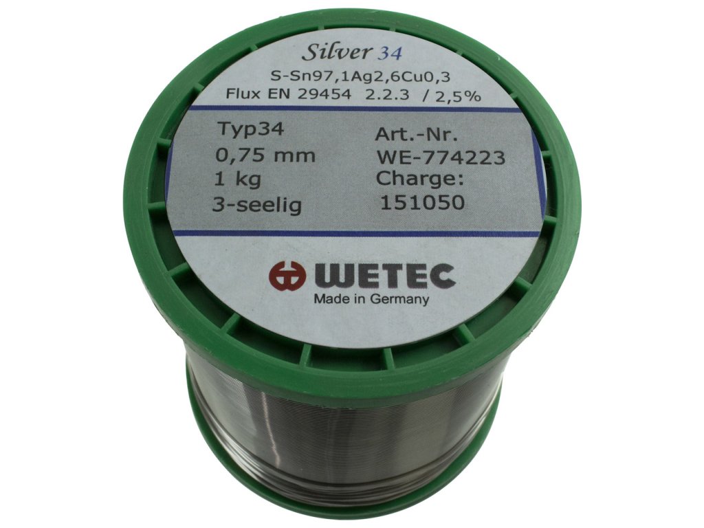 Bezolovnatá pájka Sn97,1Ag2,6Cu0,3 1,0 mm - 1000 g