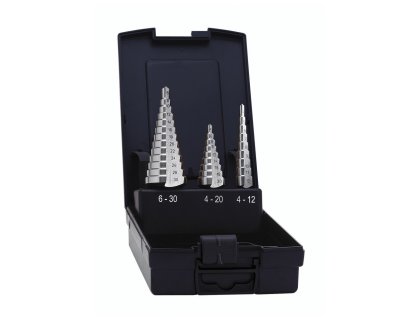 Univerzální stupňová vrtací souprava 6-30, 4-20, 4-12 mm, povrchová vrstva TiN